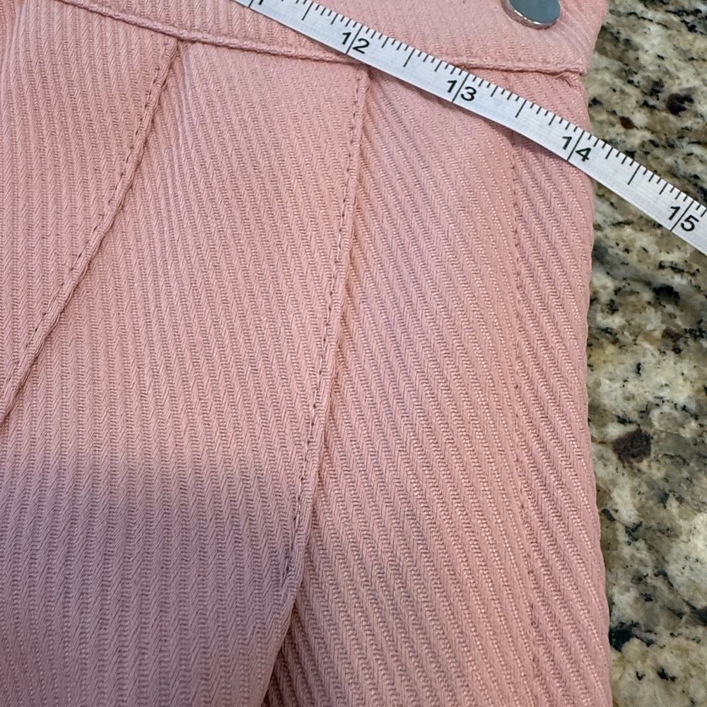 Divided H&M pink pleated & textured mini skirt white stripe trim SZ 6 - Picture 6 of 8
